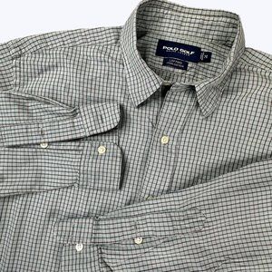 Ralph Lauren Polo Golf Shirt Long Sleeve Button‎ Front Size Medium Olive Green